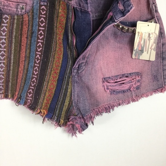 BDG tribal print high-rise Studded Jean Shorts - Picture 7 of 10